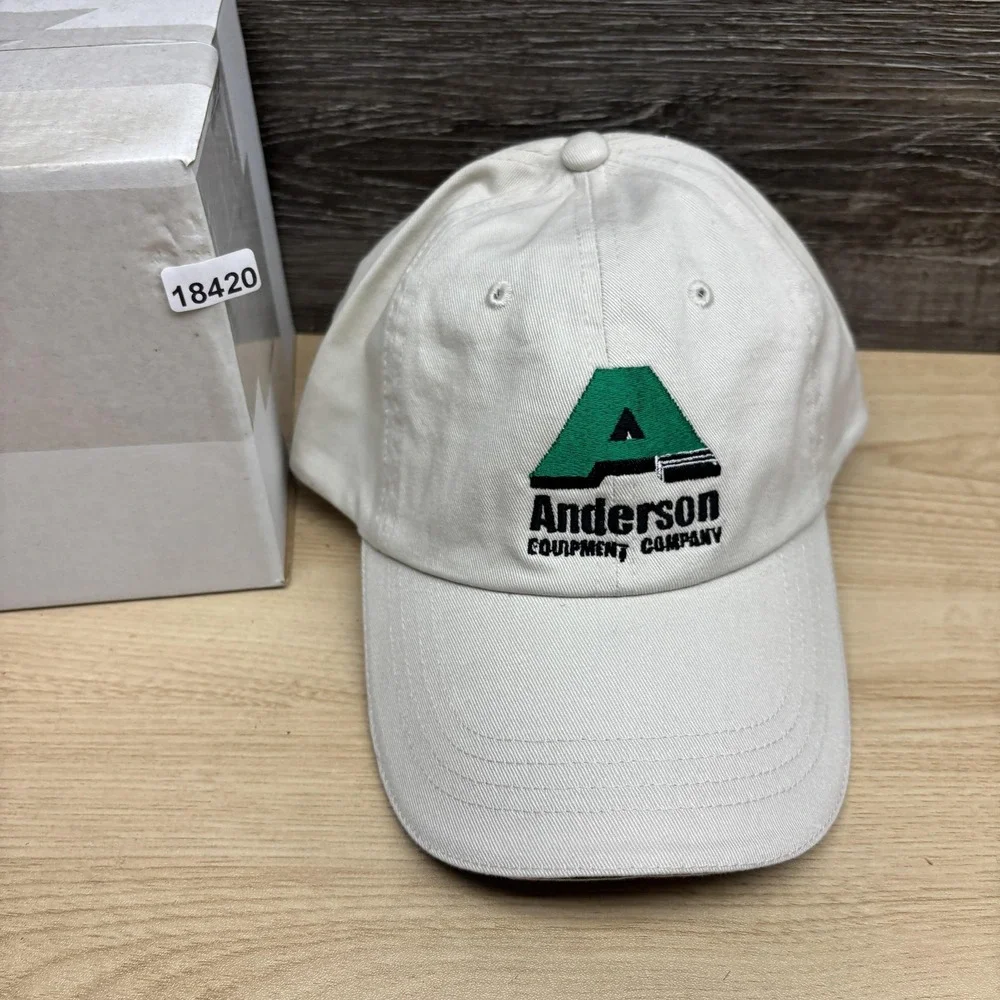 Anderson Equipment Company Hat Cap‎ Strap Back Mens White Green Logo Promo